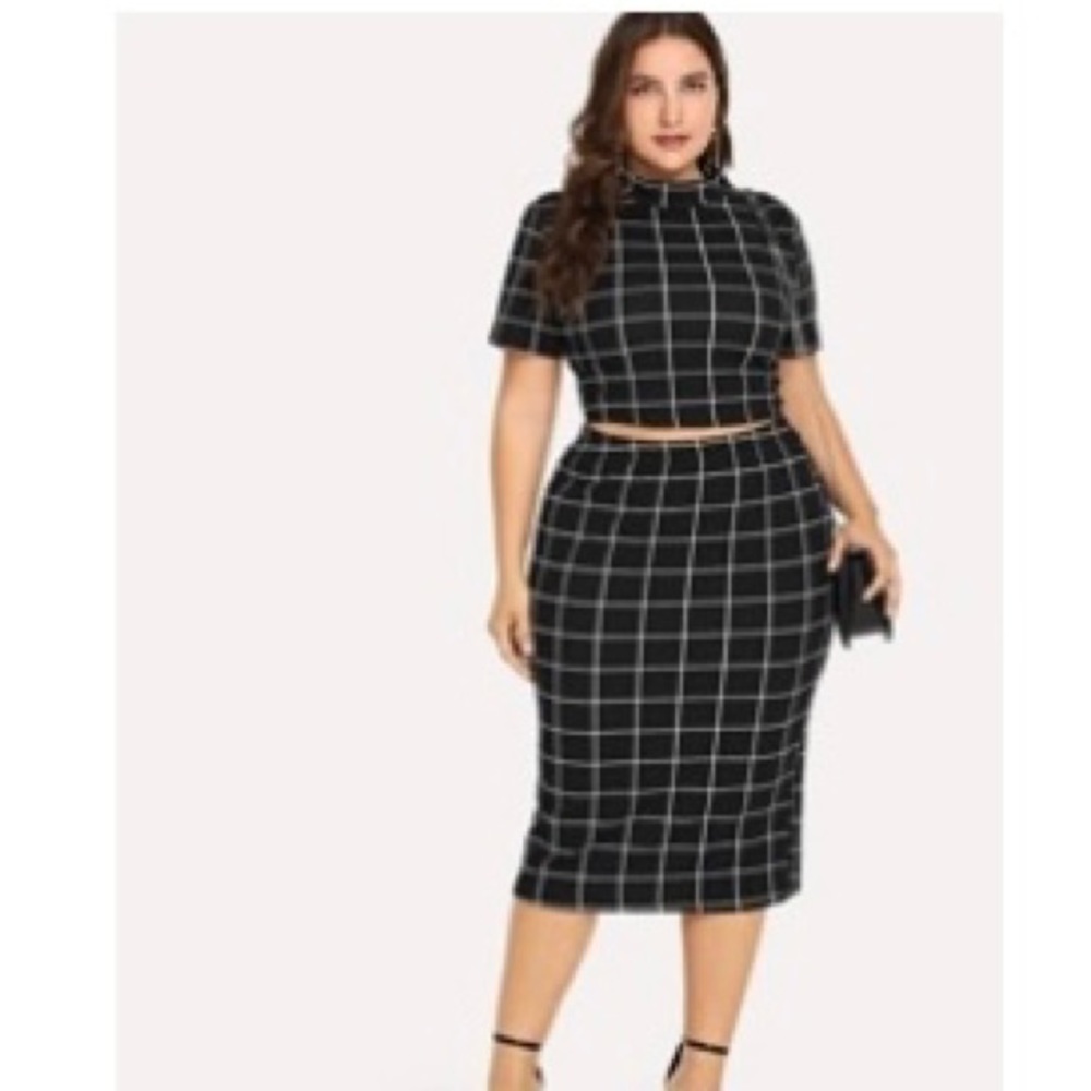 cropped top and midi skirt-Set